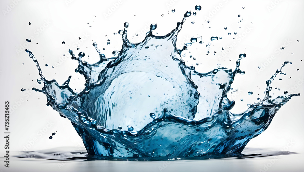 Blue-water-splash-isolated-on-white-background-Water-splash- - obrazy, fototapety, plakaty 