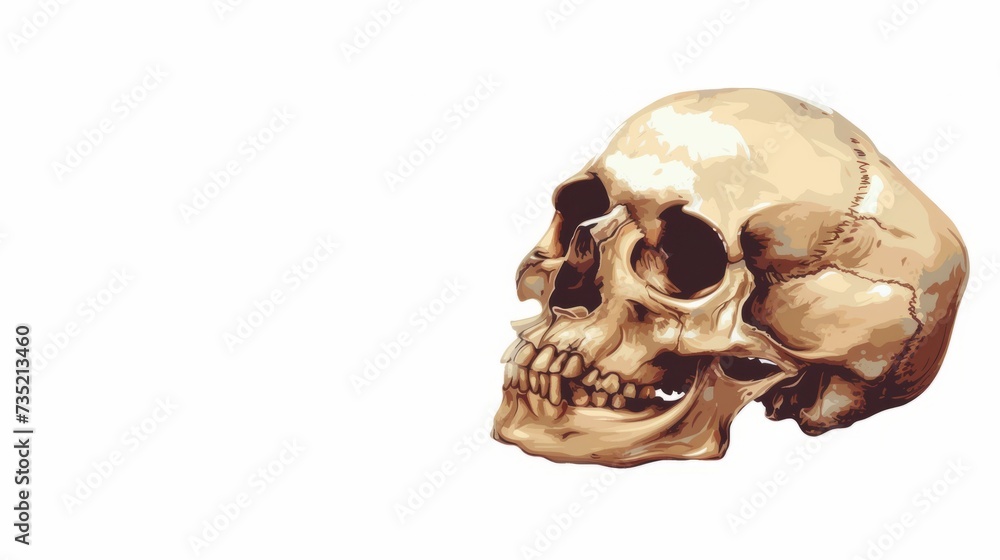 Illustration of a skull on a white background with space for text can be used as teaching aids, textbooks, scientific articles or presentations. Illustration of a skull on a white background with space for text can be used as teaching aids, textbooks, scientific articles or presentations.