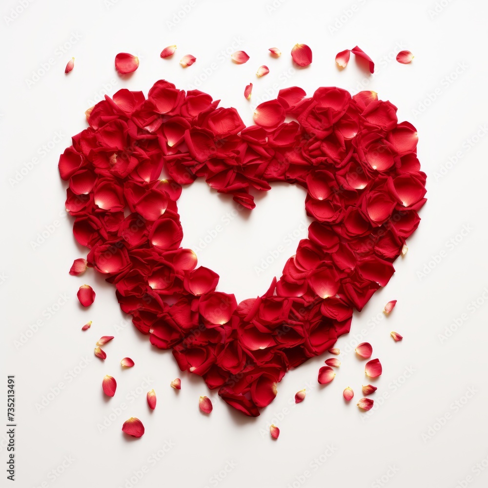 Love made from red rose petals on a minimalistic background Love made from red rose petals on a minimalistic background