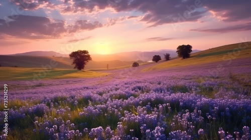 landscape Lavender field at sunset