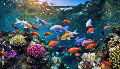 Generated image of colorful fish in the sea © Alena Shelkovnikova