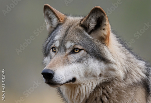Photo of Gray Wolf with Blank Space