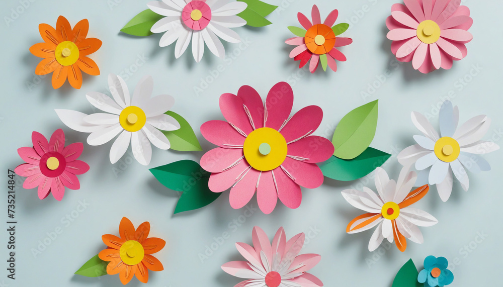 Transparent background with cut-out paper flower design elements Transparent background with cut-out paper flower design elements