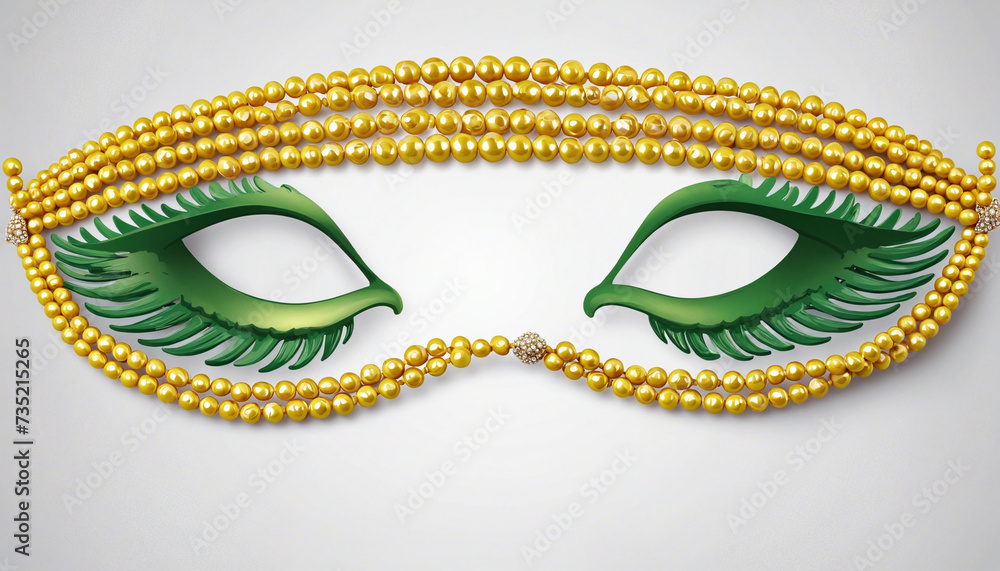 Realistic Beads for Mardi Gras Flyer Template on White Background. Realistic Beads for Mardi Gras Flyer Template on White Background.