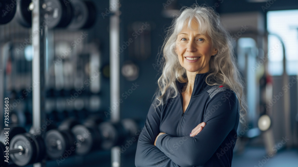 Happy healthy elderly woman at gym , healthy life style Happy healthy elderly woman at gym , healthy life style
