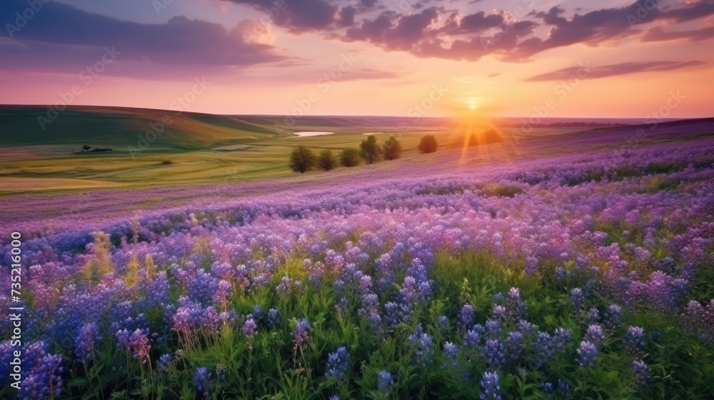 landscape Lavender field at sunset