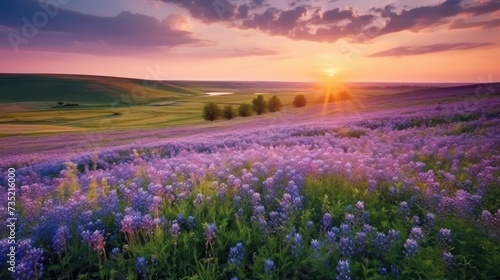 landscape Lavender field at sunset © kucret