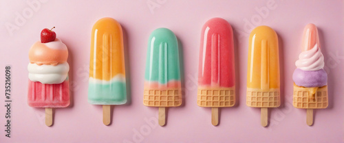 Vibrant Frozen Treats Collection on White Background