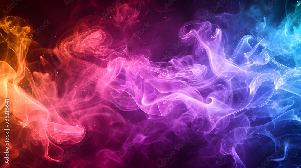 Fototapeta premium Liquid glitter and shimmery flashes. colorful glitter smoke particles background. Overlay moving magic on a black background. 