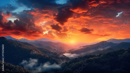 sunset view over the mountain ridge © kucret