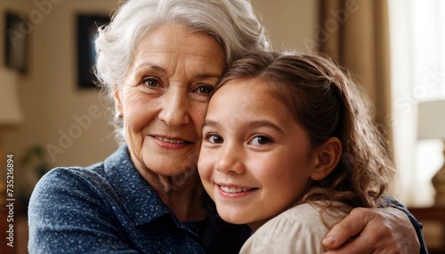 Portrait of grandmother and granddaughter posing for Mother's Day