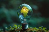 Future Energy: Green Card on a Light Bulb for Sustainability