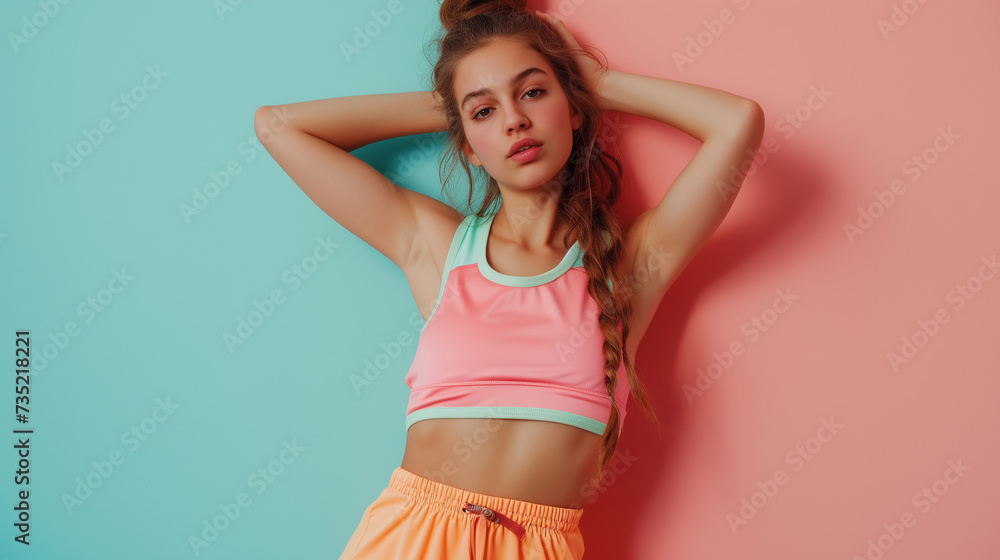 young woman cute face expression posing on pink bright background , emotional, funny young woman cute face expression posing on pink bright background , emotional, funny