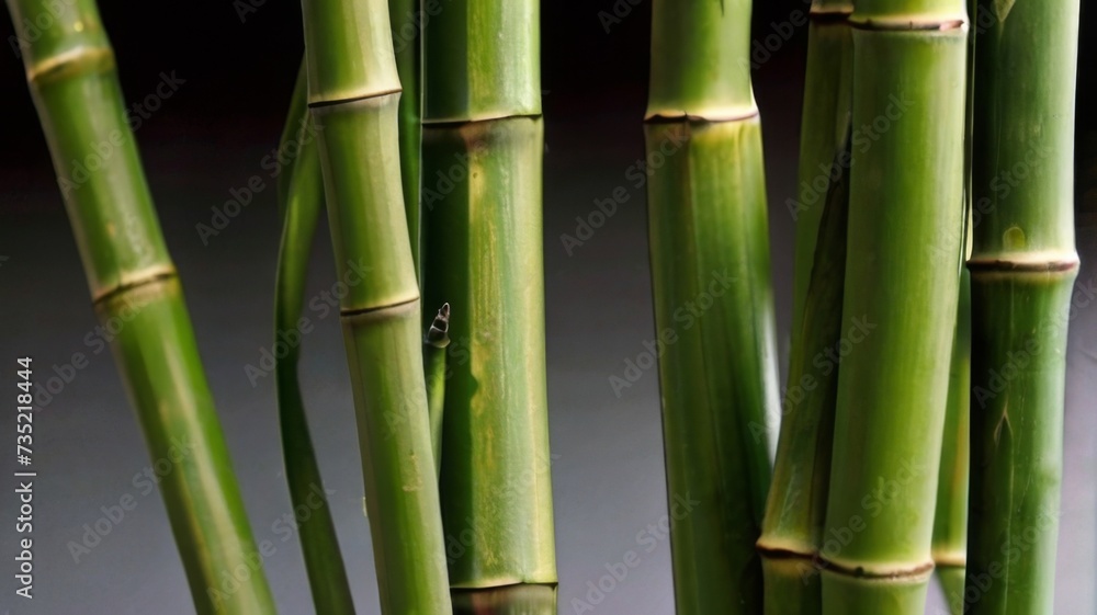 Obraz premium Texture of green bamboo stalks, showing the nodes and smooth surface