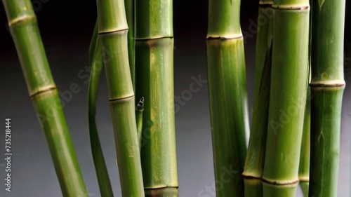 Texture of green bamboo stalks  showing the nodes and smooth surface