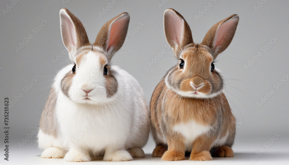 Obraz premium Adorable Rabbit and Tiny Bunny, Trimmed Out