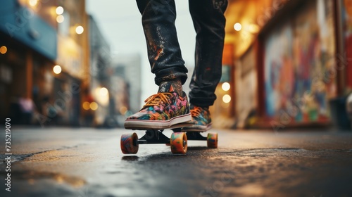 Person Riding a Skateboard Down a Street