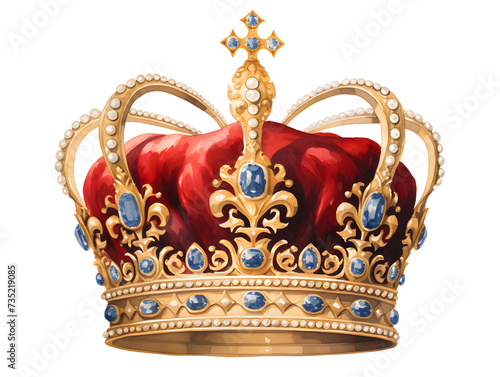 Crown Watercolor Illustration on White Background