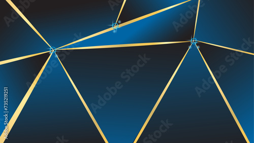 Dark polygonal background with golden lines