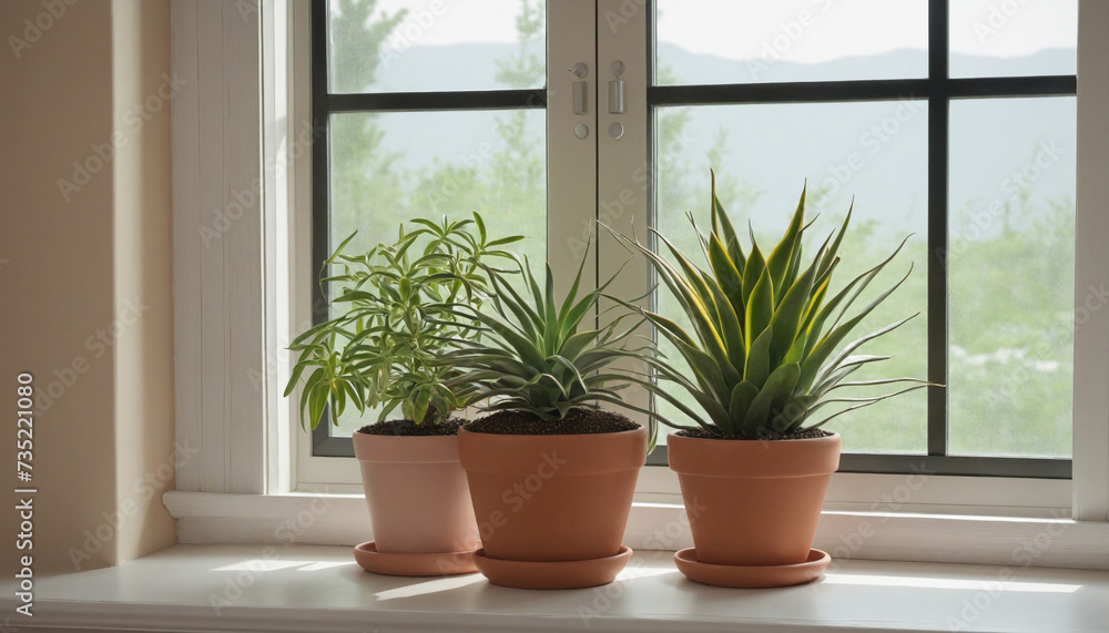 Adorable indoor plants by the window Adorable indoor plants by the window