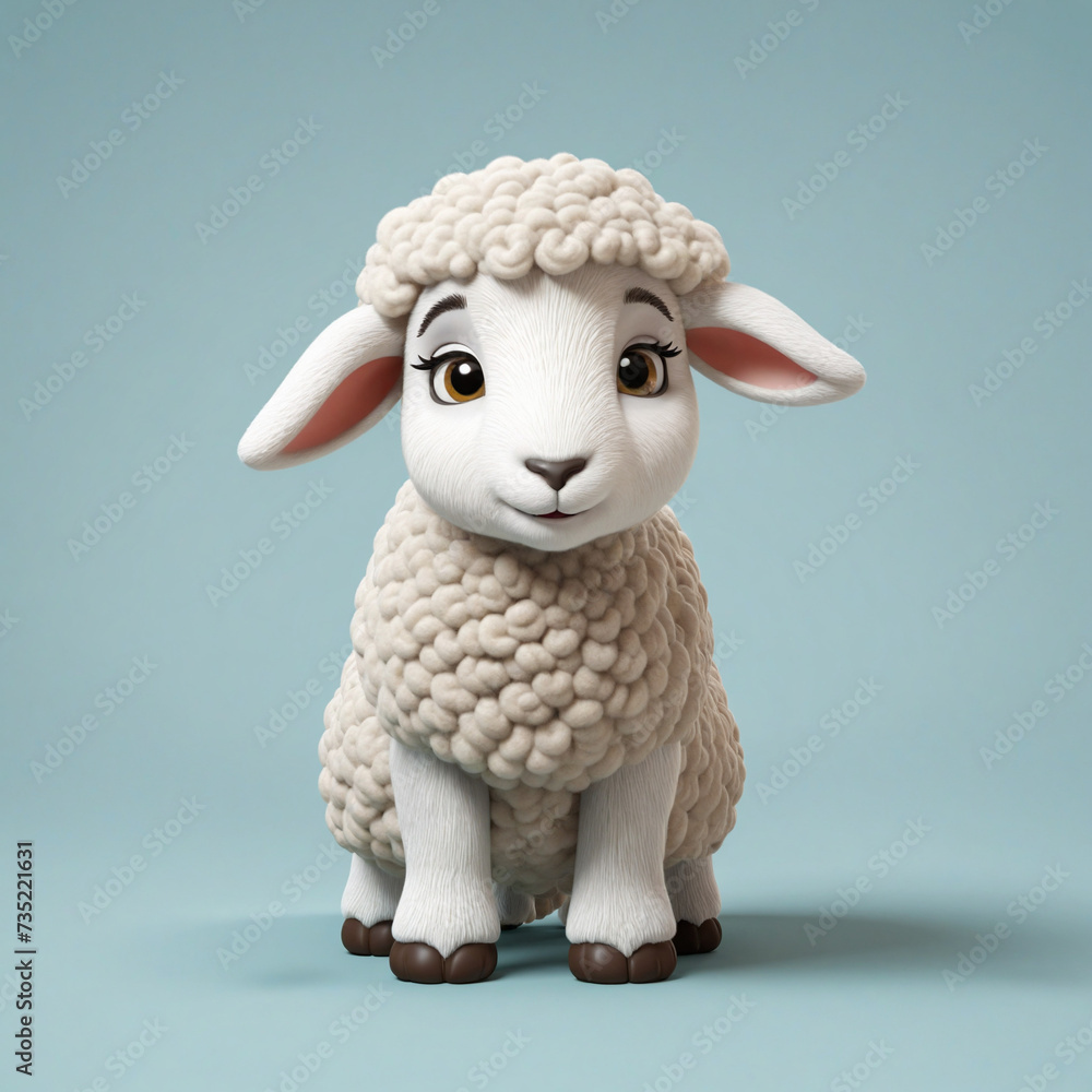 Flat Cute Baby Sheep Cartoon Character Logo Flat Cute Baby Sheep Cartoon Character Logo