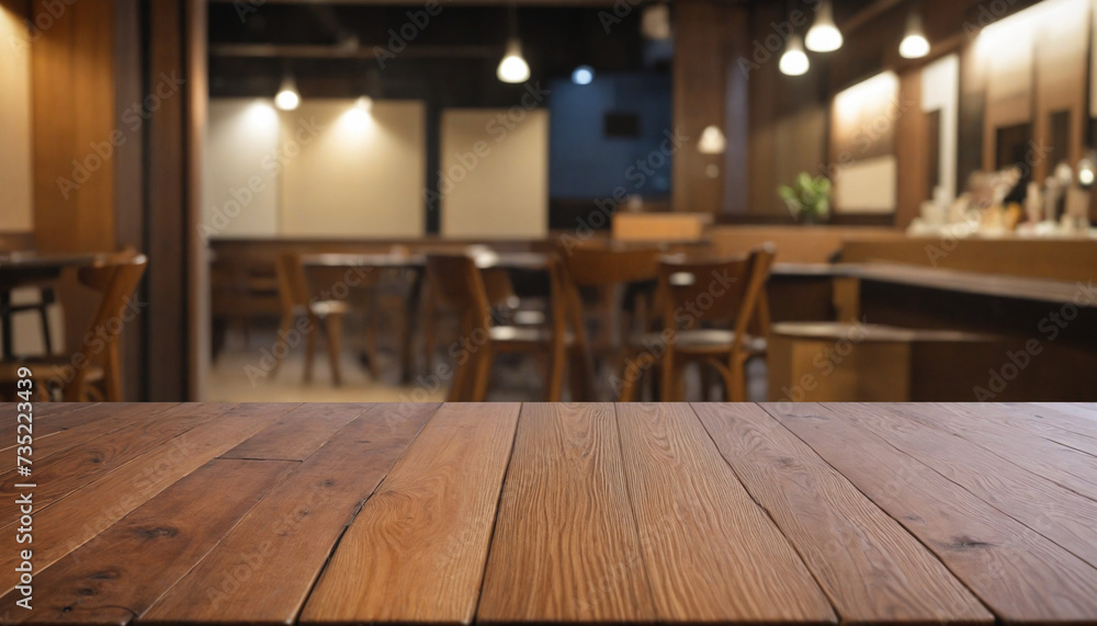 Blank wooden table with blurred background Blank wooden table with blurred background