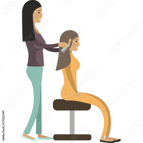 Hairdresser hairstyling woman model vector icon isolated on white