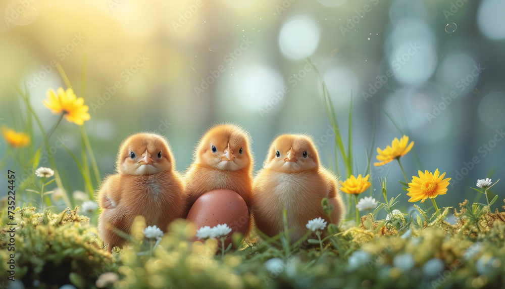 Easter eggs and hatching chicks, super cute style,generative ai Easter eggs and hatching chicks, super cute style,generative ai