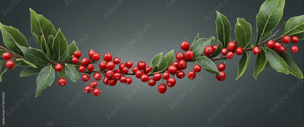 Festive Winterberry Christmas Decor on Clear Background