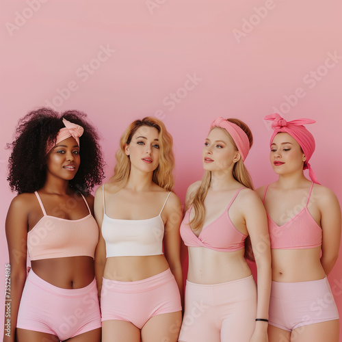  Confidence in Harmony: Diverse Women in Pink Activewear Celebrate Body Positivity and Wellness