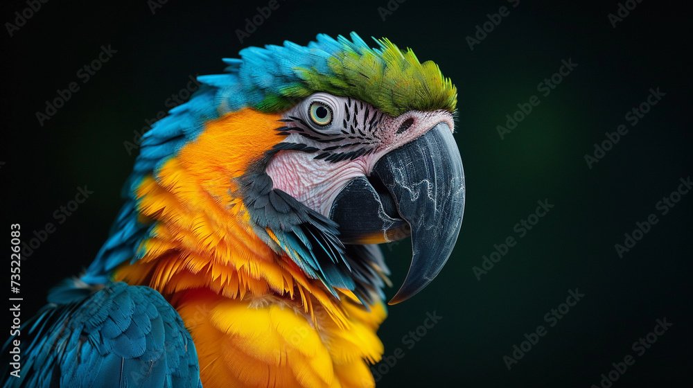Bright parrot on a dark background Bright parrot on a dark background