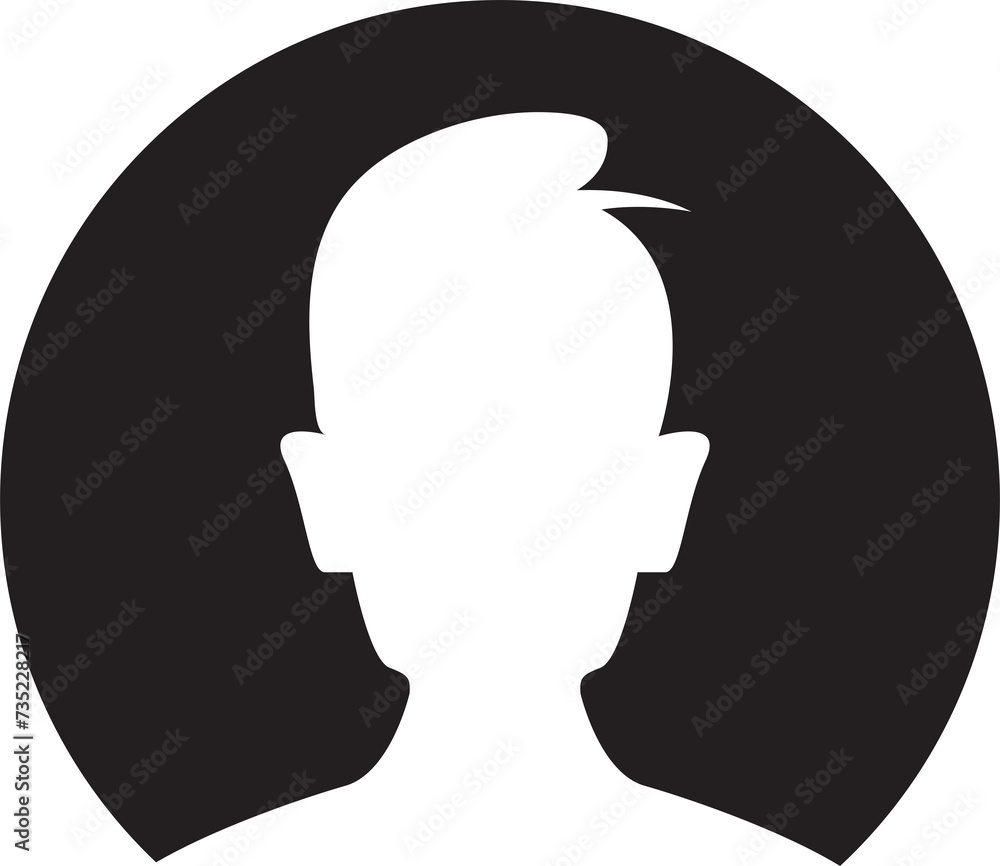 Silhouette Man Head in Circle Button Silhouette Man Head in Circle Button