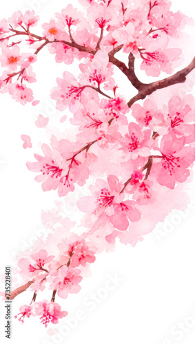 Sakura Flowers of pink color on white. Branch of blooming Sakura. Copy Space for text  watercolor. Valentine s Day  Easter  Birthday  Women s Day  Mother s Day