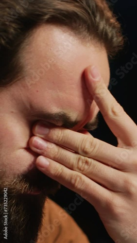 Wallpaper Mural Disappointed computer scientist puzzled after being unable to remove all bugs while coding on workstation desktop. Teleworking IT specialist confused by troubling script errors, camera A close up Torontodigital.ca