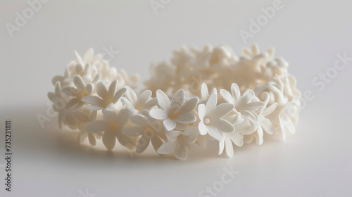 Delicate floralinspired bracelet made from a flexible 3D printed material evoking a blooming garden. photo
