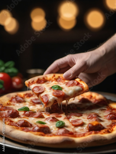 Photo Of Hand With Pizza.