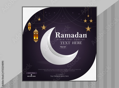 Ramadan social media post design with vector element. Modern design for ramadan with abstract shape. 