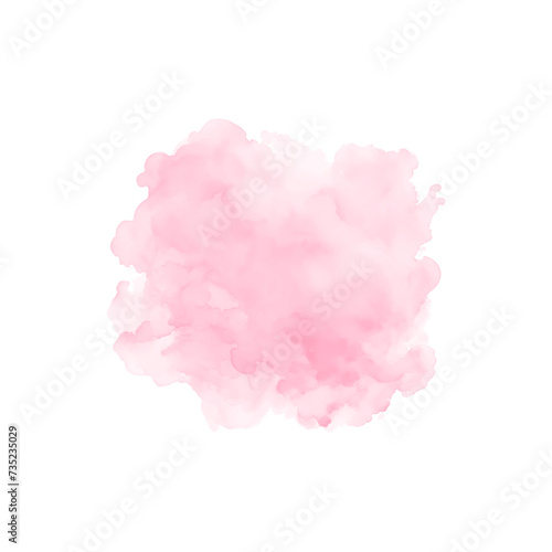 Abstract pink watercolor water splash on a white background. Vector watercolour texture in rose color. Ink paint brush stain. Pink soft light blot. Watercolor pastel splash