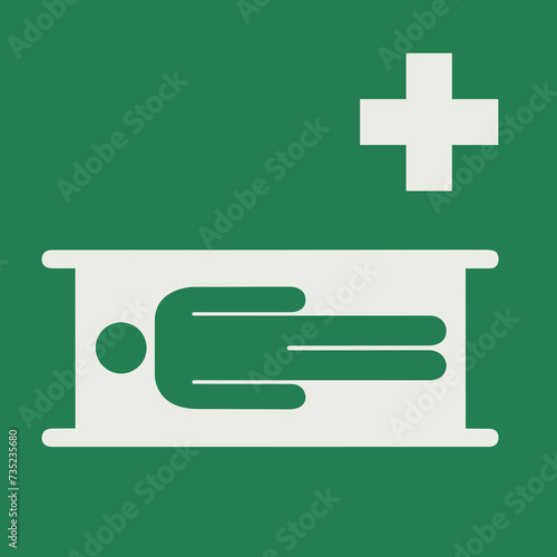 SAFETY CONDITION SIGN PICTOGRAM, STRETCHER ISO 7010 – E013, SVG