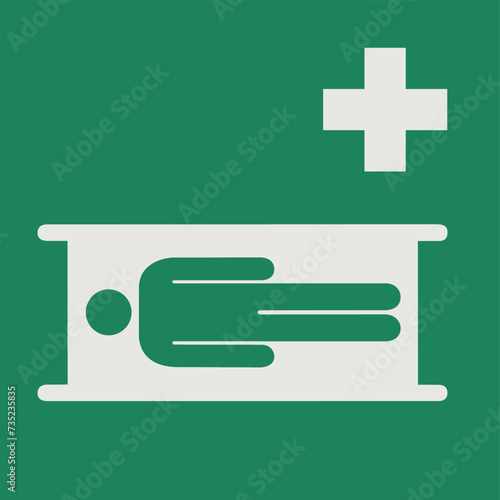 SAFETY CONDITION SIGN PICTOGRAM, STRETCHER ISO 7010 – E013, VECTOR