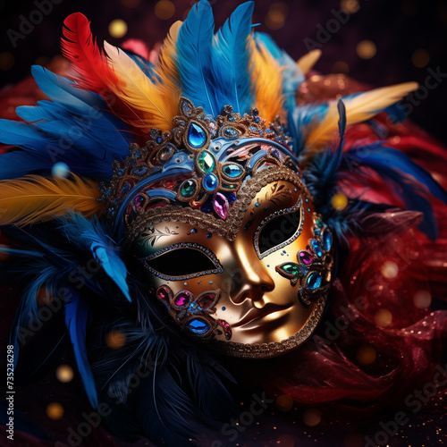 A colorful carnival mask adorned with beads, ready to be worn at a festive celebration © israel