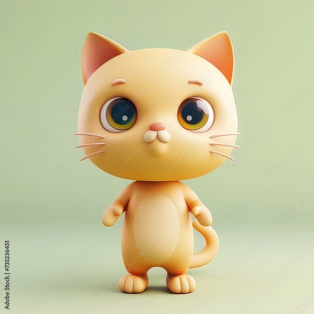 charming baby cat cartoon in 3D illustration
