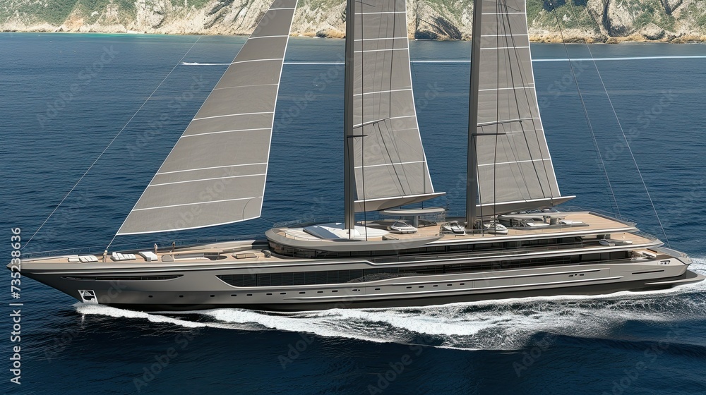 Obraz premium Decked out with luxurious amenities, the yacht offers the perfect blend of comfort and adventure.