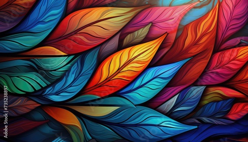 Wallpaper Mural abstract design with colorful patterns on nature leaf Torontodigital.ca