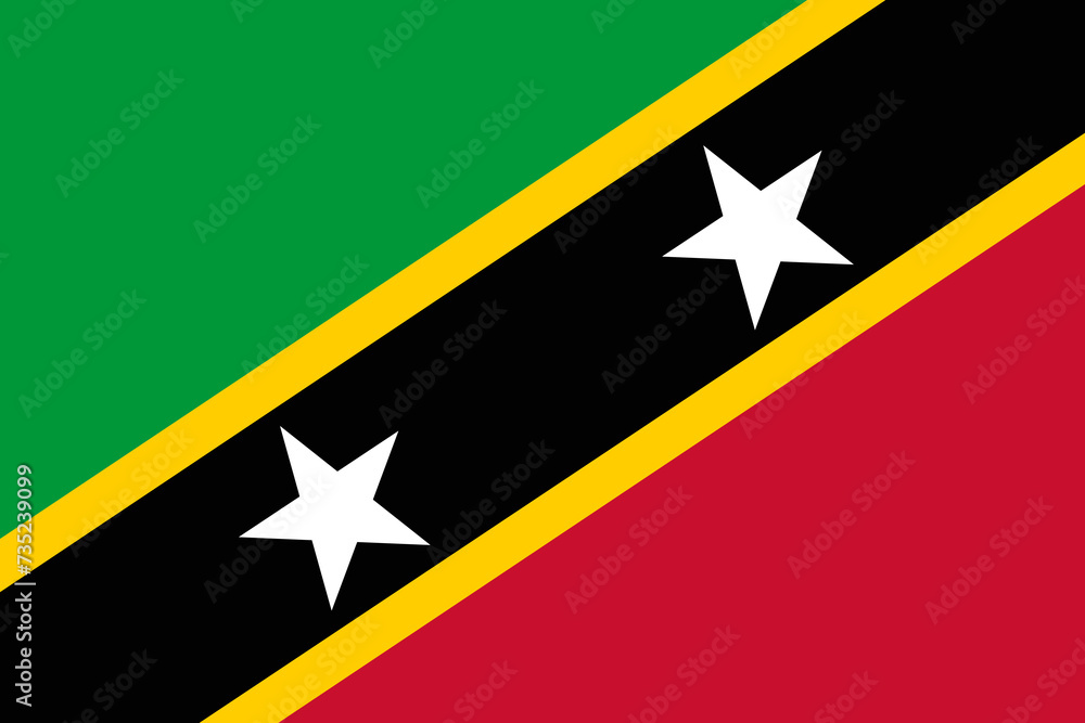 Saint Kitts and Nevis flag in official colors and proportion correctly eps vector Saint Kitts and Nevis flag in official colors and proportion correctly eps vector