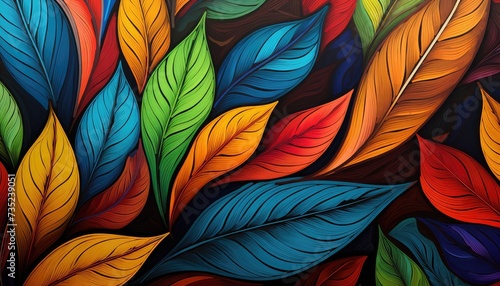 abstract design with colorful patterns on nature leaf