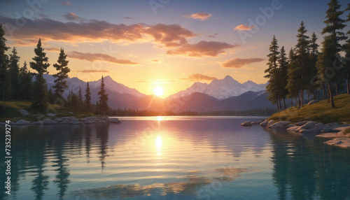 Gorgeous lake sunset