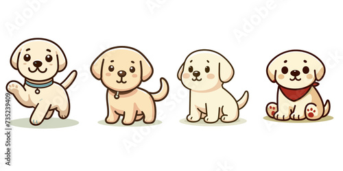 Labrador dog puppy vector set