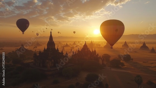 Sunrise Ballooning: Aerial Adventure - The beauty of hot air balloons at sunrise, capturing the essence of freedom and the joy of flight for travel enthusiasts.