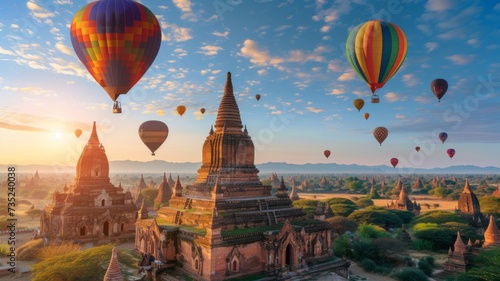 Aerial Dawn: Hot Air Balloon Dreams - A breathtaking scene of hot air balloons at dawn, symbolizing exploration, travel dreams, and the allure of early morning skies.